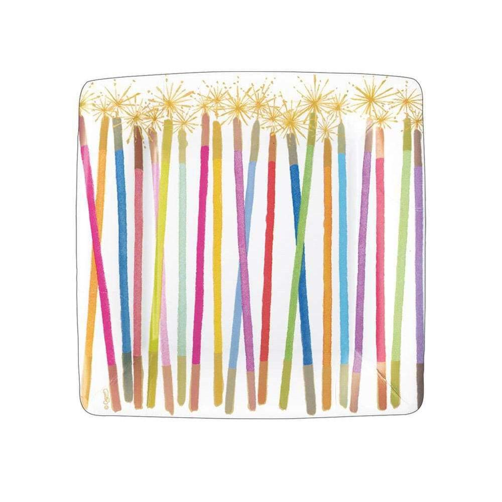 Party Candles Square Paper Salad & Dessert Plates